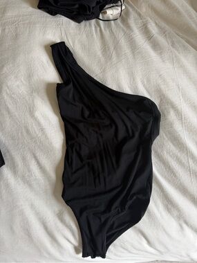 The Line by K One-Shoulder Black Bodysuit